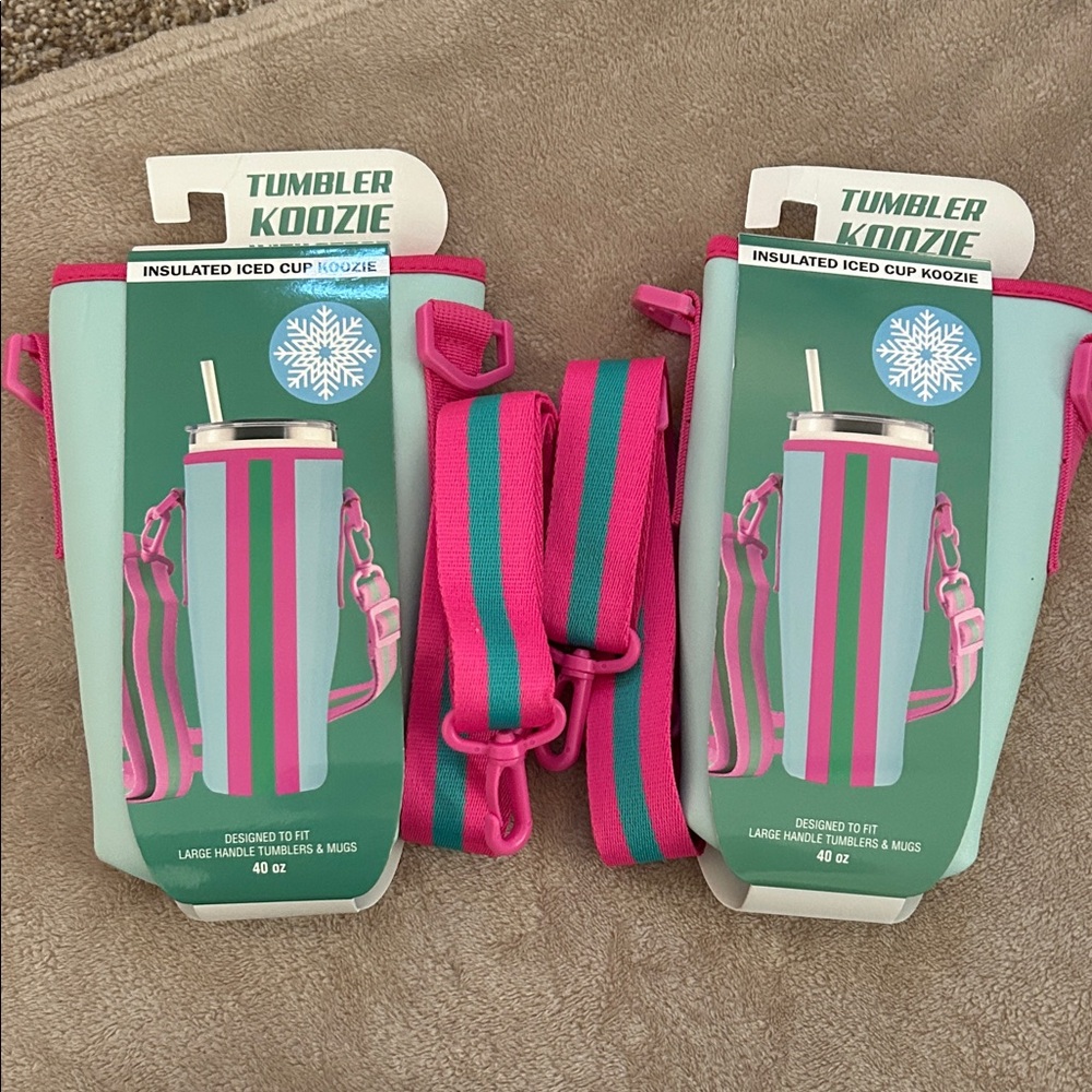 Pink and Blue (2) Tumbler Koozie “new”